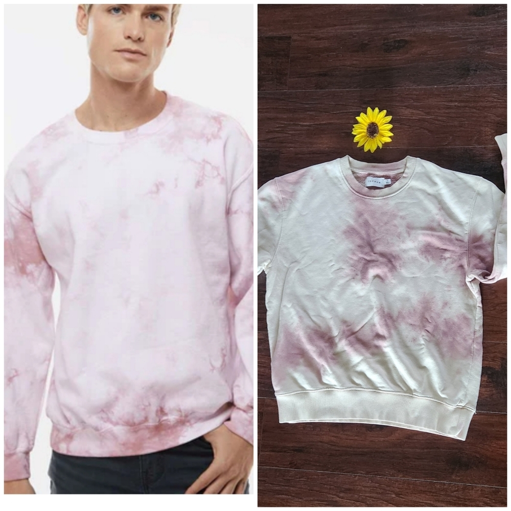 TOPMAN Tie-Dye Crewneck Sweatshirt - Pink 🩶